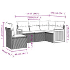 5-tlg. Garten-Sofagarnitur mit Kissen Schwarz Poly Rattan