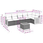 7-teiliges Gartensofa-Set mit Kissen, grau, Polyrattan