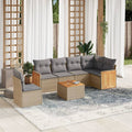 7-tlg. Garten-Sofagarnitur mit Kissen Beige Poly Rattan