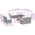 12-teiliges Gartensofa-Set mit Kissen, grau, Polyrattan