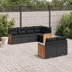7-tlg. Garten-Sofagarnitur mit Kissen Schwarz Poly Rattan