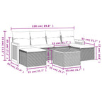 7-teiliges Gartensofa-Set mit Kissen, schwarzes Polyrattan
