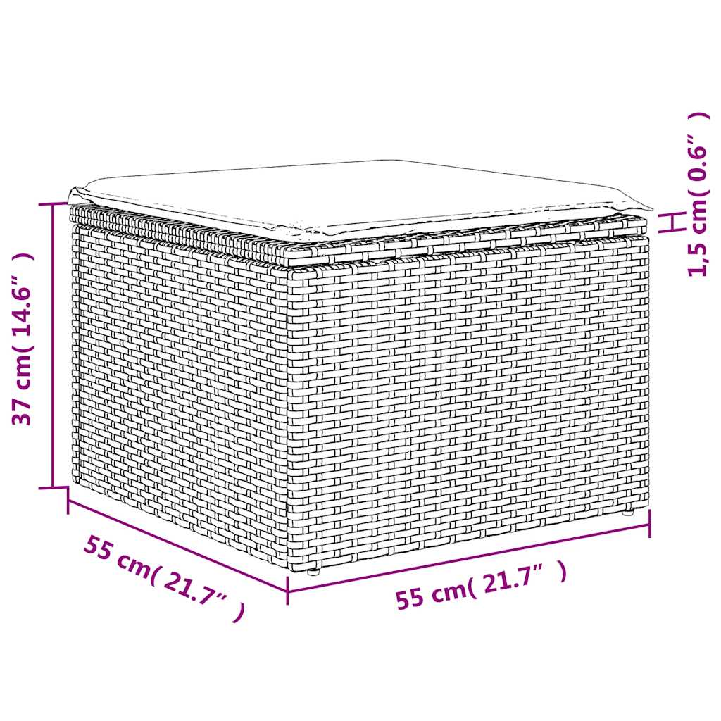 7-teiliges Gartensofa-Set mit Kissen, grau, Polyrattan