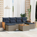 7-teiliges Gartensofa-Set mit Kissen, grau, Polyrattan