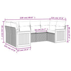 6-teiliges Gartensofa-Set mit Kissen, grau, Polyrattan