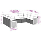 9-tlg. Garten-Sofagarnitur mit Kissen Schwarz Poly Rattan