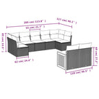 9-teiliges Gartensofa-Set mit Kissen, grau, Polyrattan