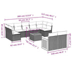 10-tlg. Garten-Sofagarnitur mit Kissen Schwarz Poly Rattan