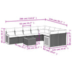 10-teiliges Gartensofa-Set mit Kissen, grau, Polyrattan