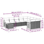 10-teiliges Gartensofa-Set mit Kissen, grau, Polyrattan