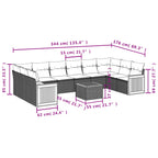 11-teiliges Gartensofa-Set mit Kissen, grau, Polyrattan
