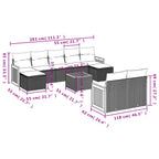 10-teiliges Gartensofa-Set mit Kissen, grau, Polyrattan