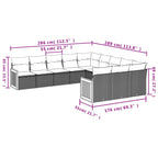 11-teiliges Gartensofa-Set mit Kissen, grau, Polyrattan