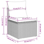 11-teiliges Gartensofa-Set mit Kissen, grau, Polyrattan