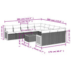 12-teiliges Gartensofa-Set mit Kissen, schwarzes Polyrattan