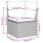 12-tlg. Garten-Sofagarnitur mit Kissen Beige Poly Rattan