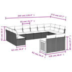 12-teiliges Gartensofa-Set mit Kissen, grau, Polyrattan