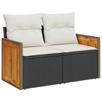 14-tlg. Garten-Sofagarnitur mit Kissen Schwarz Poly Rattan