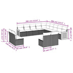 13-teiliges Gartensofa-Set mit Kissen, grau, Polyrattan