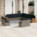 13-teiliges Gartensofa-Set mit Kissen, grau, Polyrattan