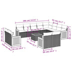 13-teiliges Gartensofa-Set mit Kissen, grau, Polyrattan