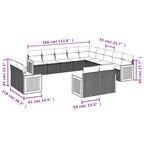 13-teiliges Gartensofa-Set mit Kissen, grau, Polyrattan