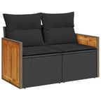 14-tlg. Garten-Sofagarnitur mit Kissen Schwarz Poly Rattan