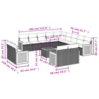 14-teiliges Gartensofa-Set mit Kissen, schwarzes Polyrattan