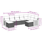9-teiliges Gartensofa-Set mit Kissen, schwarzes Polyrattan
