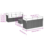 7-tlg. Garten-Sofagarnitur mit Kissen Grau Poly Rattan