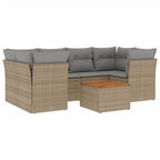 7-tlg. Garten-Sofagarnitur mit Kissen Beige Poly Rattan