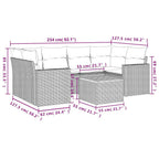 7-tlg. Garten-Sofagarnitur mit Kissen Schwarz Poly Rattan
