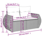8-teiliges Gartensofa-Set mit Kissen, schwarzes Polyrattan