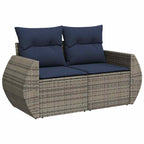 8-teiliges Gartensofa-Set mit Kissen, grau, Polyrattan