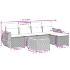 6-teiliges Gartensofa-Set mit Kissen, grau, Polyrattan