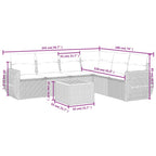 7-teiliges Gartensofa-Set mit Kissen, schwarzes Polyrattan