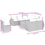 9-teiliges Gartensofa-Set mit Kissen, grau, Polyrattan