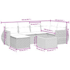 7-teiliges Gartensofa-Set mit Kissen, grau, Polyrattan
