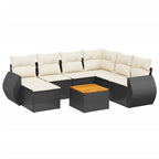 8-tlg. Garten-Sofagarnitur mit Kissen Schwarz Poly Rattan