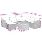 8-tlg. Garten-Sofagarnitur mit Kissen Beige Poly Rattan