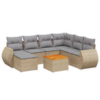 8-tlg. Garten-Sofagarnitur mit Kissen Beige Poly Rattan