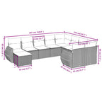 10-tlg. Garten-Sofagarnitur mit Kissen Schwarz Poly Rattan