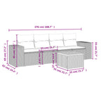 5-tlg. Garten-Sofagarnitur mit Kissen Grau Poly Rattan