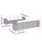 9-tlg. Garten-Sofagarnitur mit Kissen Schwarz Poly Rattan