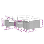9-tlg. Garten-Sofagarnitur mit Kissen Schwarz Poly Rattan