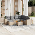 8-tlg. Garten-Sofagarnitur mit Kissen Beige Poly Rattan