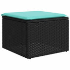 9-teiliges Gartensofa-Set mit Kissen, schwarzes Polyrattan