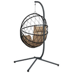 Hängesessel Ei-Design mit Ständer Taupe Rattan und Stahl