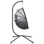 Hängesessel Ei-Design mit Ständer Grau Rattan und Stahl