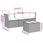 4-tlg. Garten-Sofagarnitur mit Kissen Braun Poly Rattan